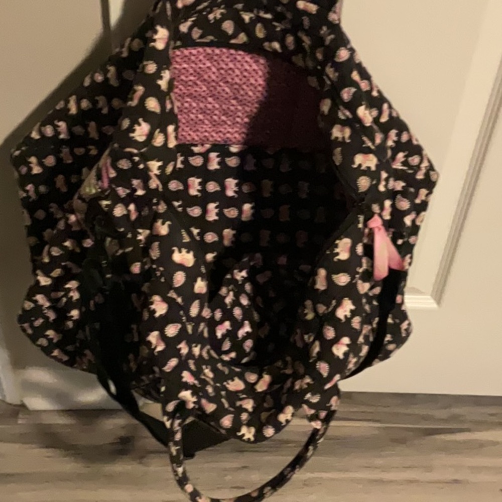 Vera Bradley Black and Pink Elephant Travel Bag - Picture 2 of 4